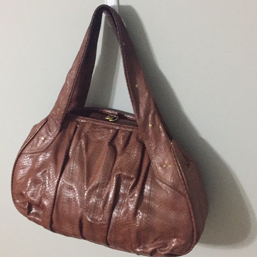 Lelya Brown Snakeskin Leather Handbag